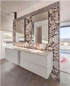 Italy Carrara Purple Marble Polished Wall Cladding Tiles